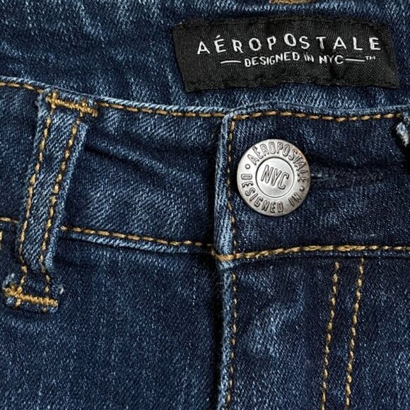 AEROPOSTALE High Waisted Shorty Raw Hem Stretch Jean Shorts - Size 2 - Picture 4 of 6